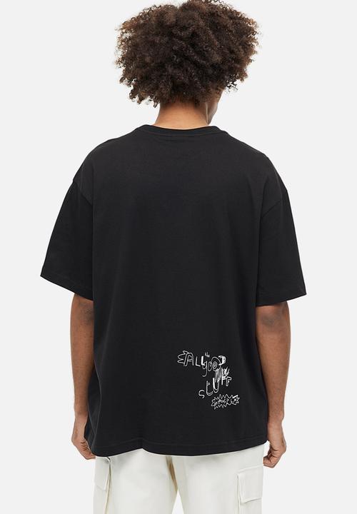 H&M - Relaxed fit printed T-shirt - black happens in la