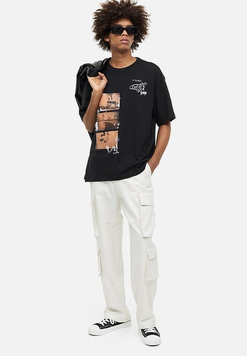 H&M - Relaxed fit printed T-shirt - black happens in la