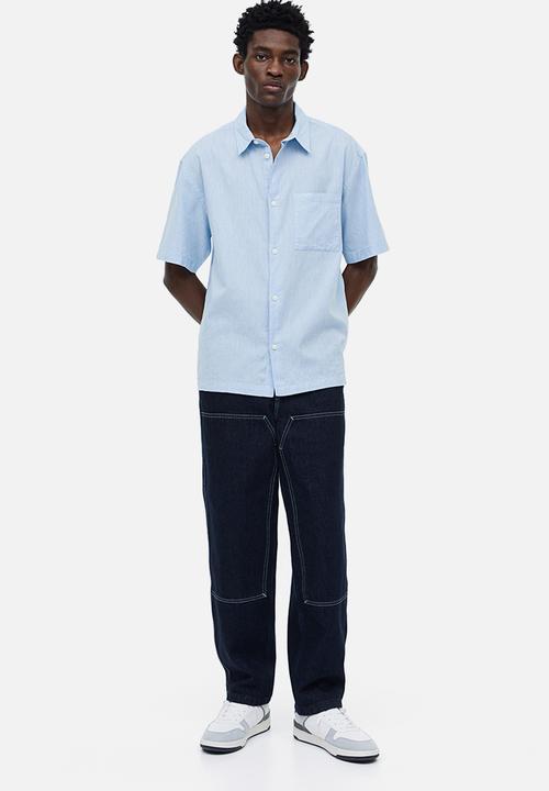 H&M - Relaxed fit short-sleeved linen-blend shirt - light blue
