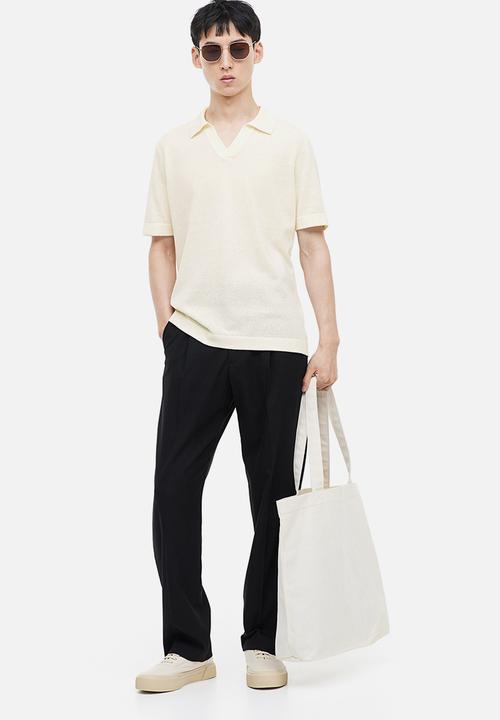 H&M - Regular fit linen-blend polo shirt - cream