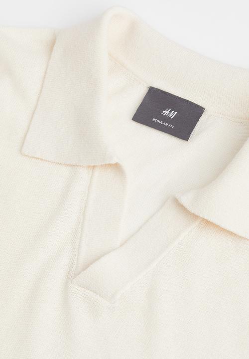 H&M - Regular fit linen-blend polo shirt - cream