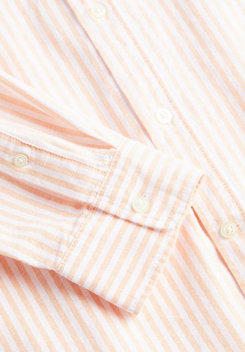 H&M - Regular fit oxford shirt - light apricot white striped 