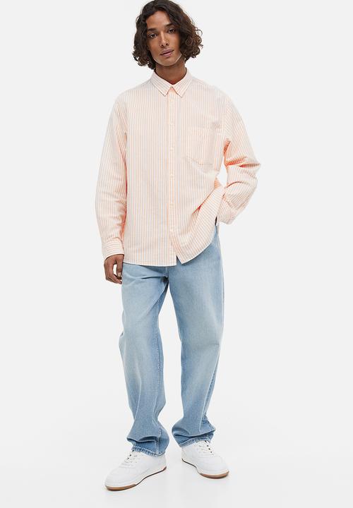 H&M - Regular fit oxford shirt - light apricot white striped 