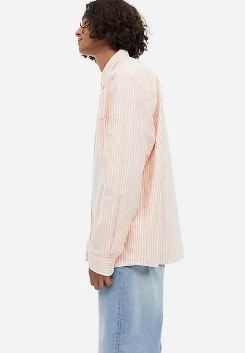 H&M - Regular fit oxford shirt - light apricot white striped 