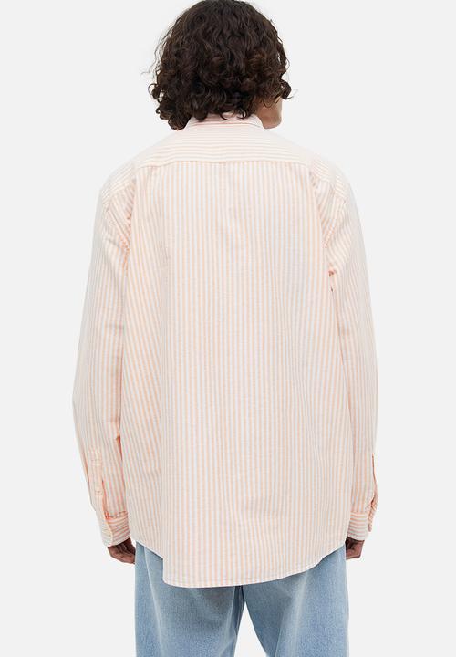 H&M - Regular fit oxford shirt - light apricot white striped 