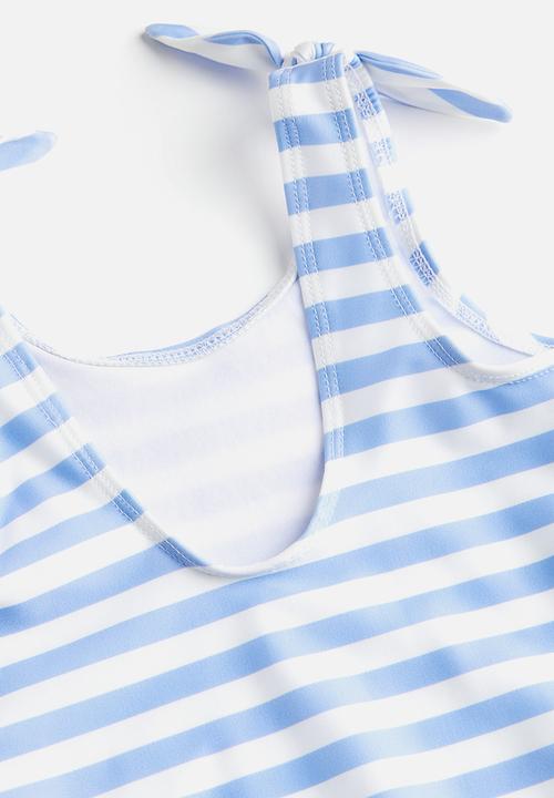 H&M - Patterned swimsuit - light blue striped