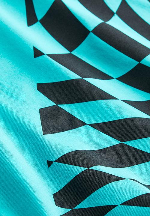 H&M - Printed jersey t-shirt - turquoise subreal 