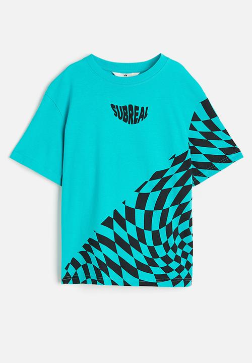 H&M - Printed jersey t-shirt - turquoise subreal 