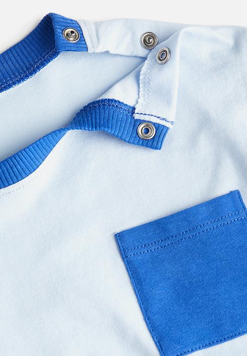 H&M - Cotton jersey t-shirt - light blue/block coloured