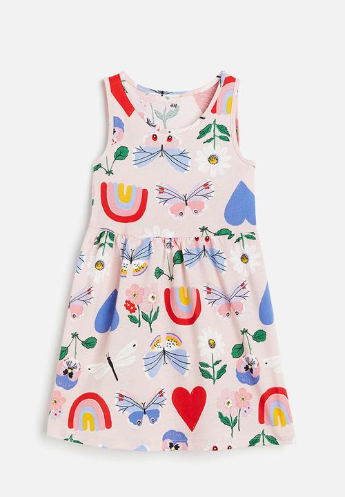 H&M - Patterned cotton dress - light pink patterned