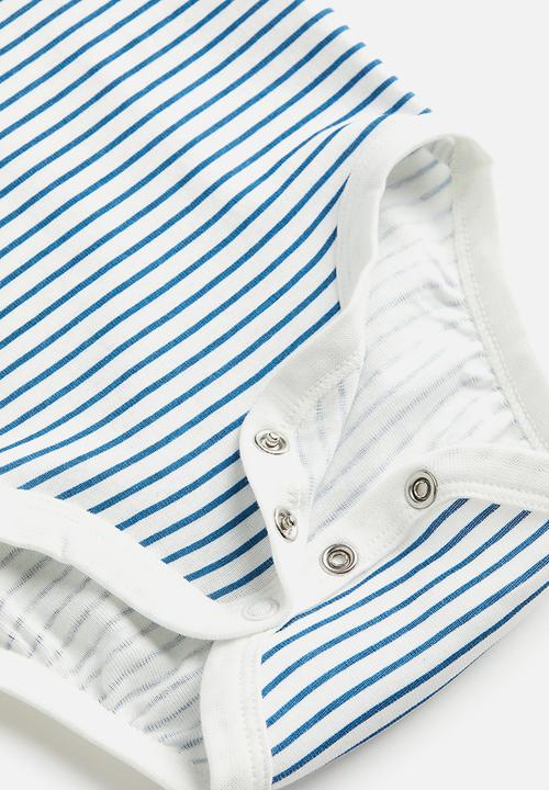 H&M - Patterned bodysuit - blue striped 