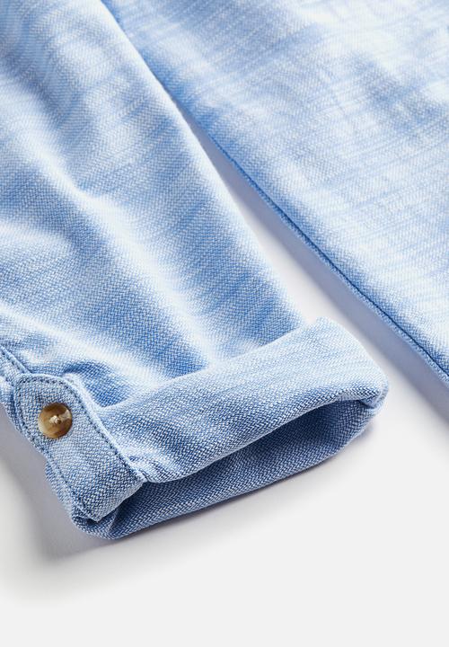 H&M - Loose fit roll-up trousers - light blue 