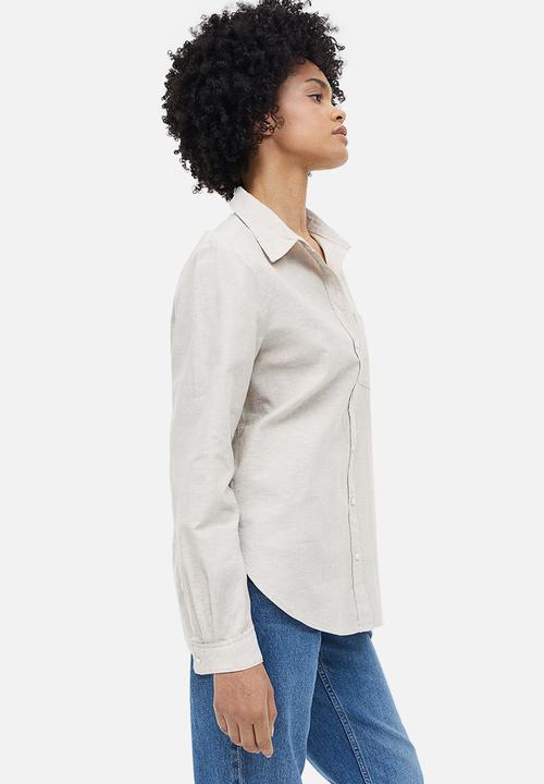 H&M - Linen-blend shirt - light beige