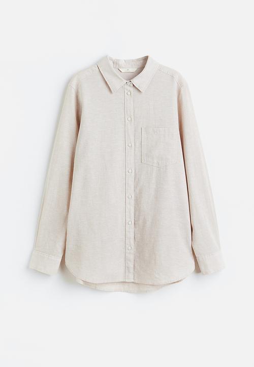 H&M - Linen-blend shirt - light beige