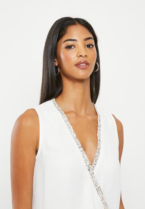 SISSY BOY - Wrapped Up: sleeveless wrap blouse - off white