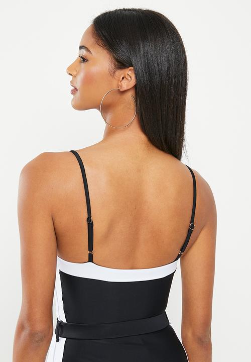 SISSY BOY - Fala: bandeau one piece with branded buckle - black & white