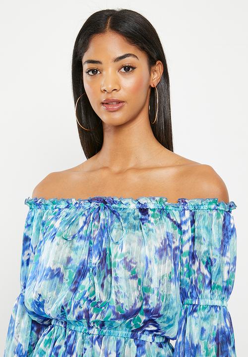 SISSY BOY - Breeze By: bardot peplum blouse - blue multi