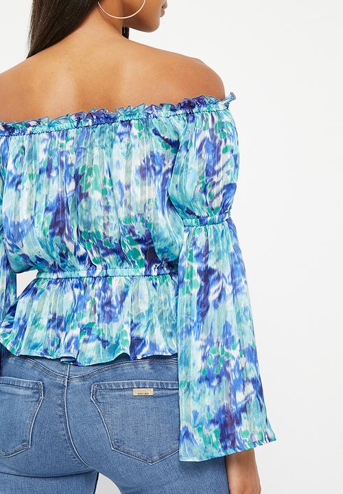 SISSY BOY - Breeze By: bardot peplum blouse - blue multi