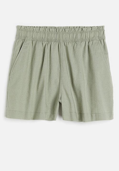 H&M - Linen shorts - light khaki green