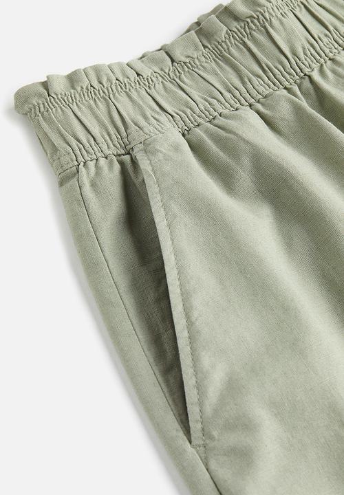 H&M - Linen shorts - light khaki green