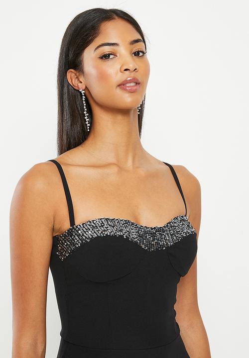 SISSY BOY - Corset skater with sequin panel - black & silver