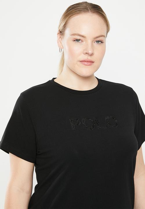 POLO - Plus zoe beaded embroidered tee - black