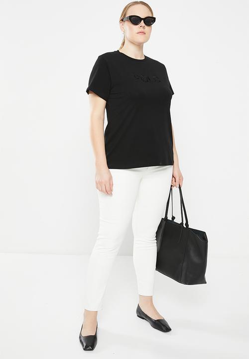 POLO - Plus zoe beaded embroidered tee - black