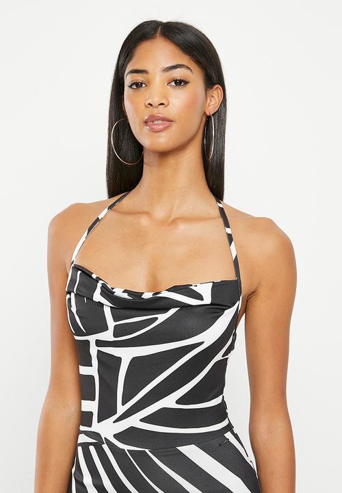 SISSY BOY - High Vibrations: printed maxi cowl dress - black & white