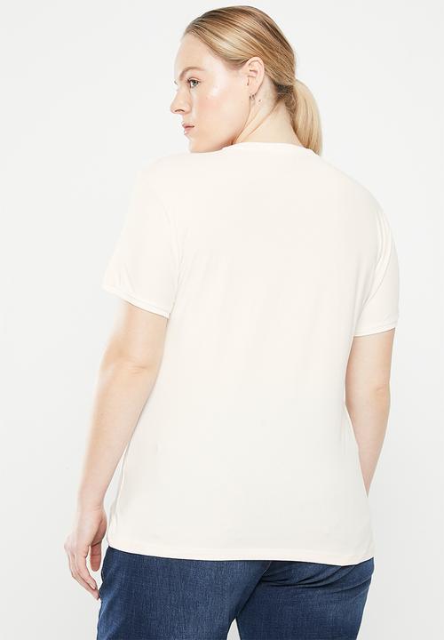POLO - Plus roxanne printed tee - ecru
