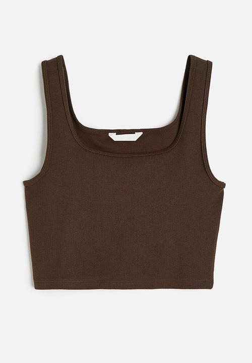 H&M - Cropped vest top - dark brown