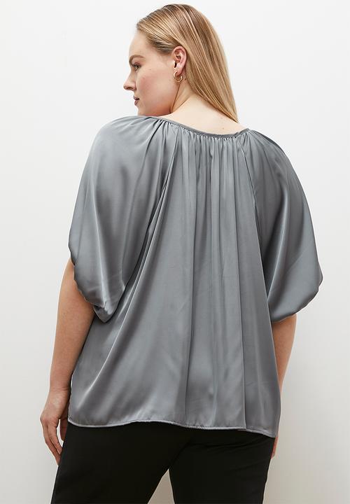 edit - Gathered keyhole blouse - grey1
