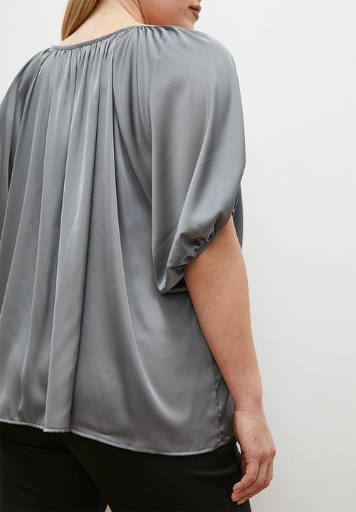 edit - Gathered keyhole blouse - grey1