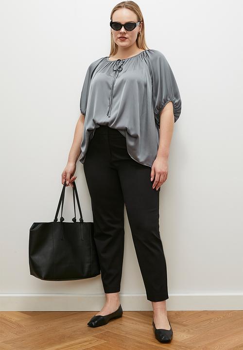 edit - Gathered keyhole blouse - grey1