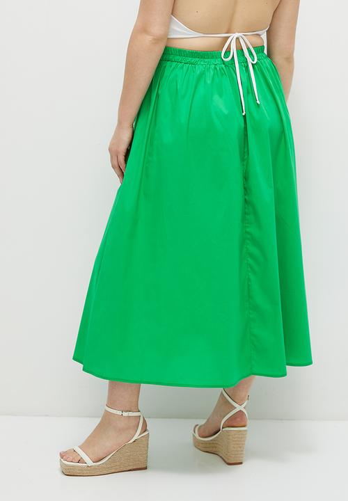 MILLA - poplin midi skirt - green