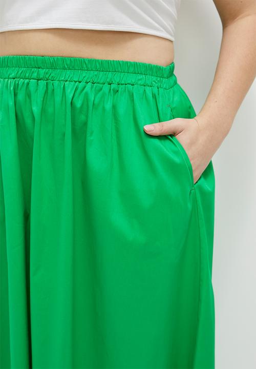 MILLA - poplin midi skirt - green