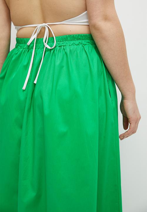 MILLA - poplin midi skirt - green