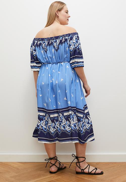 edit - Bardot fit & flare dress - boat print