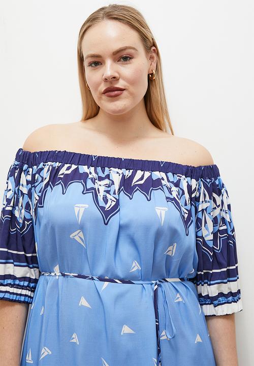 edit - Bardot fit & flare dress - boat print