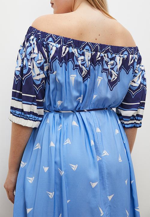 edit - Bardot fit & flare dress - boat print
