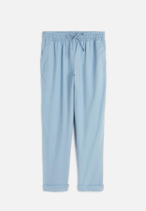 H&M - Linen joggers - light blue