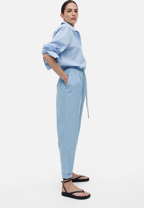 H&M - Linen joggers - light blue