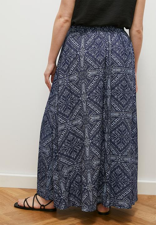 edit - Maxi skirt with slit - indigo boho craft