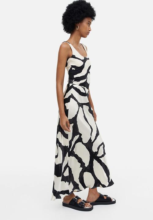 H&M - Satin skirt - cream/patterned