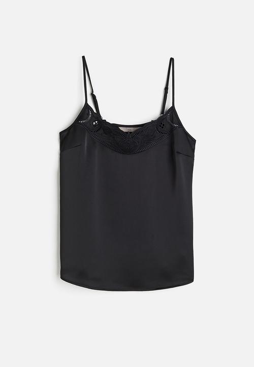 H&M - Lace-detail cami top - black