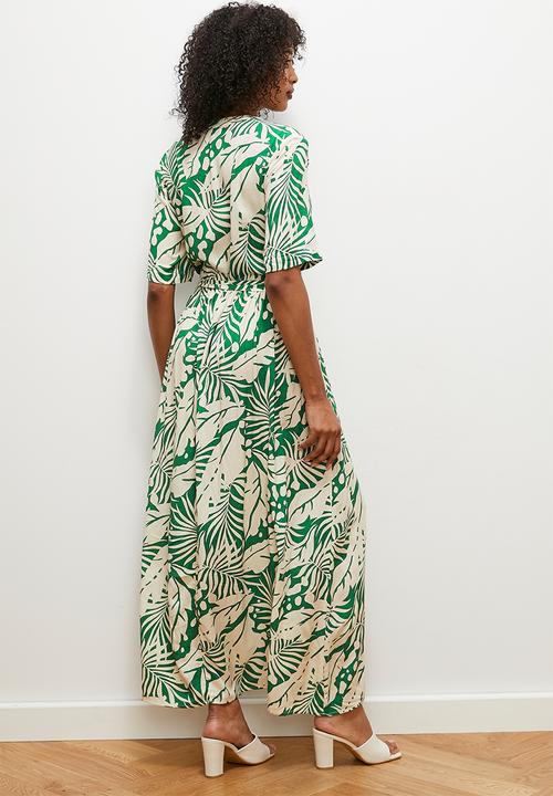 edit - Fit and flare shirt dress - painterly tropical