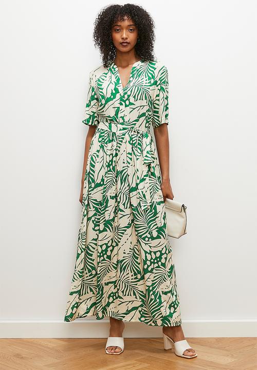 edit - Fit and flare shirt dress - painterly tropical