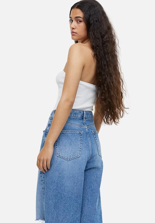 H&M - Rib-knit bandeau top - white