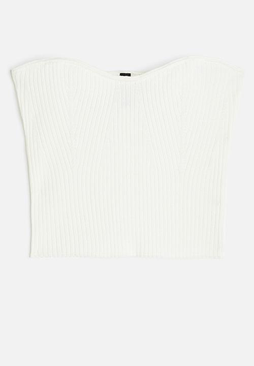 H&M - Rib-knit bandeau top - white