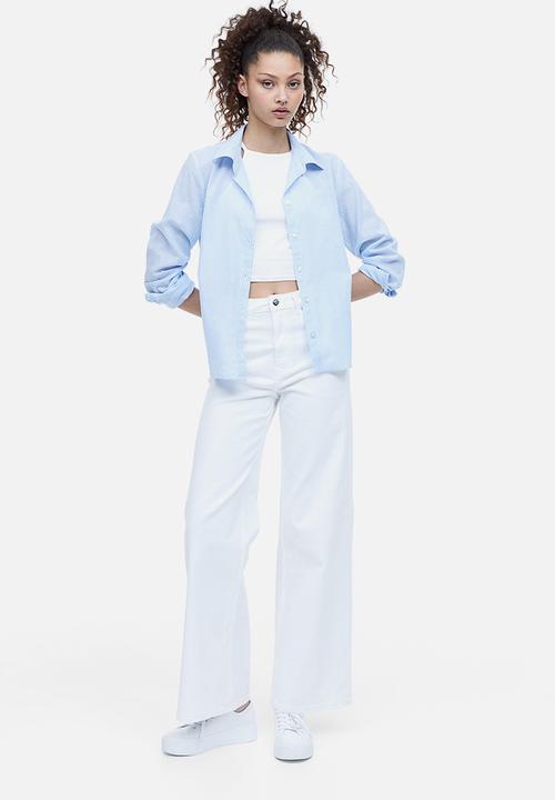 H&M - Cotton shirt - light blue/striped 