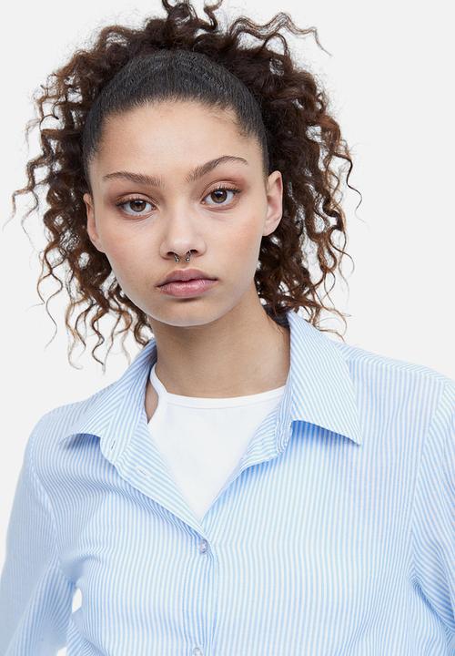 H&M - Cotton shirt - light blue/striped 